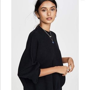 Free People Oversized Crew Neck Sweater - Black